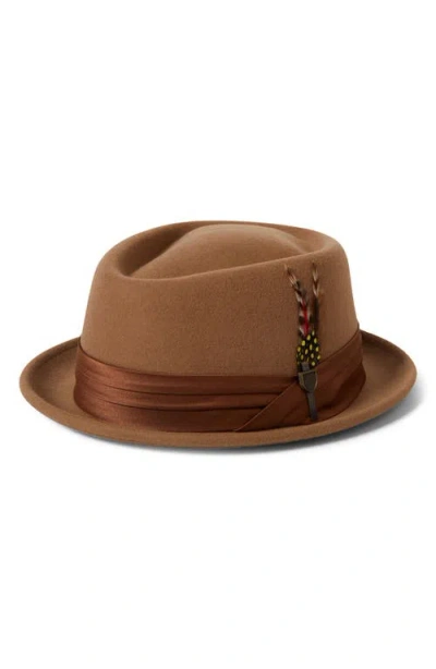 Brixton Stout Pork Pie Wool Hat In Brown