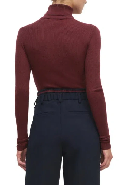 Favorite Daughter Amelia Rib Merino Wool Turtleneck Top In Burgundy
