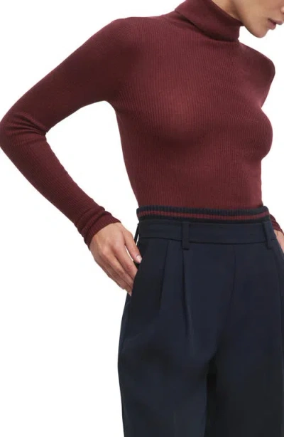 Favorite Daughter Amelia Rib Merino Wool Turtleneck Top In Burgundy