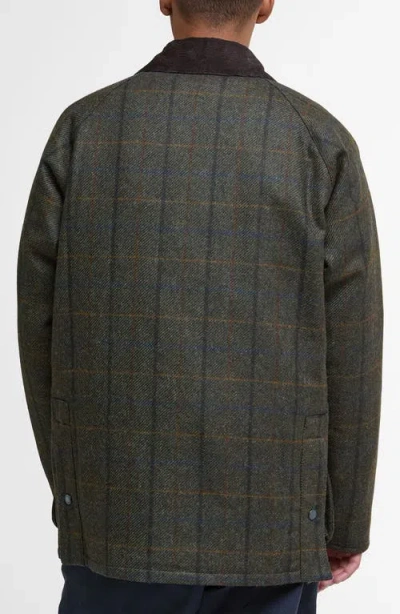 Barbour Bedale Check Corduroy Collar Wool Jacket In Brown