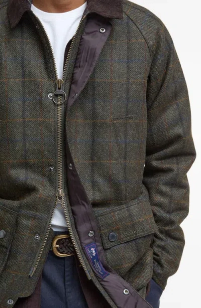 Barbour Bedale Check Corduroy Collar Wool Jacket In Brown