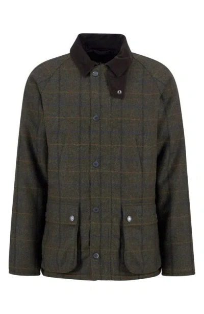 Barbour Bedale Check Corduroy Collar Wool Jacket In Brown