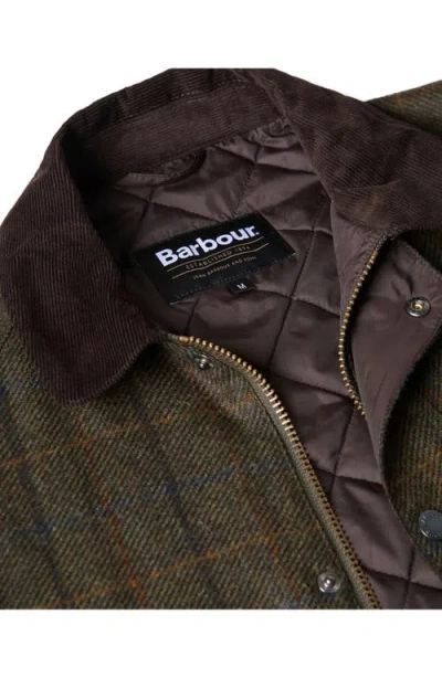 Barbour Bedale Check Corduroy Collar Wool Jacket In Brown