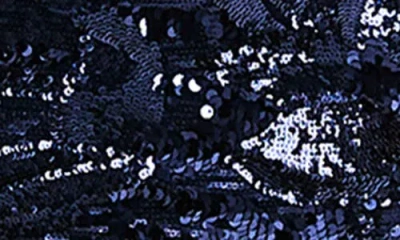 Helsi Leslie Pattern Sequin Strapless Gown In Blue