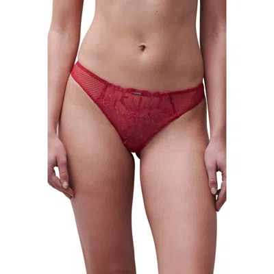 Chantelle Lingerie Fleurs Thong In Red