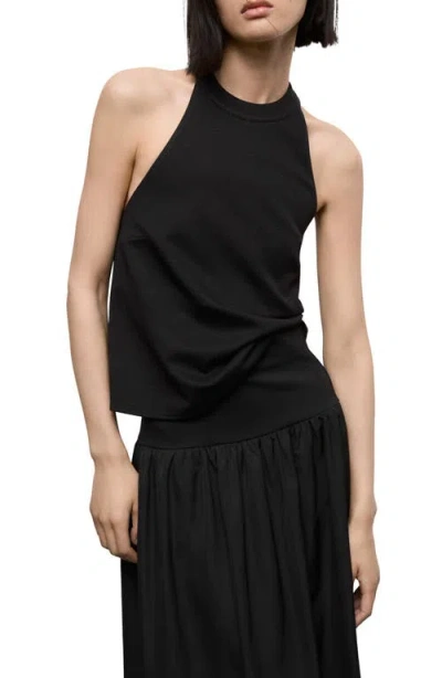 Mango Halter Top With Low-cut Back In Black