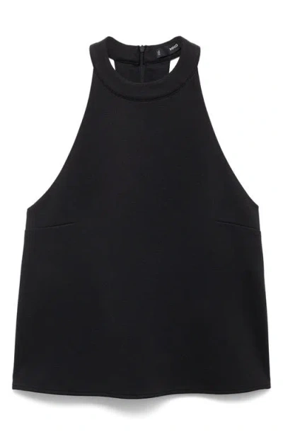 Mango Halter Top With Low-cut Back In Black