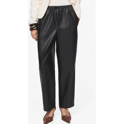 Mango Women's Leather-effect Elastic Waist Pants In Black