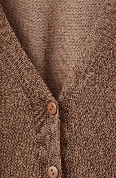 Mango Tie Neck Cardigan In Brown