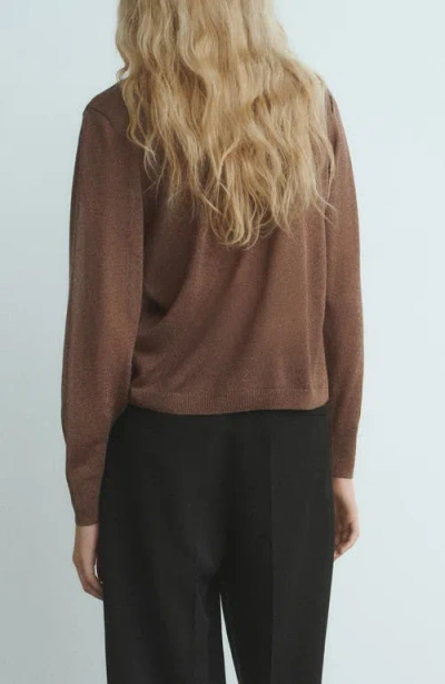 Mango Tie Neck Cardigan In Brown
