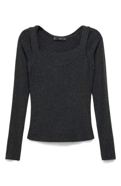 Mango Layered Sweater In Black
