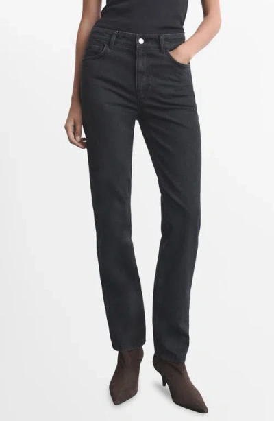 Mango Women's Mid-rise Straight Jeans In Black