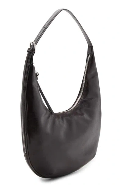Mango Medium Oval Faux Leather Shoulder Bag In Black