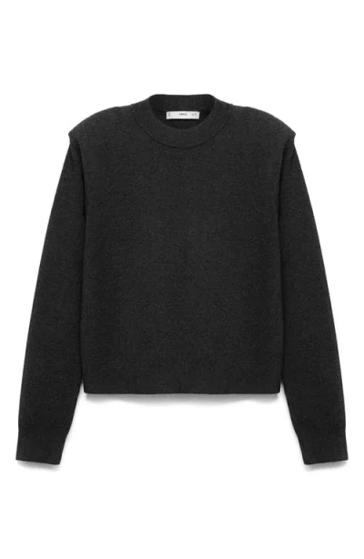 Mango Crewneck Cotton & Wool Blend Sweater In Gray