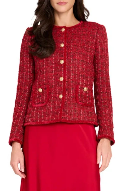 Tahari Asl Bouclé Jacket In Red