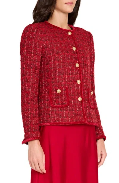 Tahari Asl Bouclé Jacket In Red
