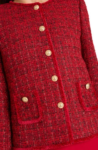 Tahari Asl Bouclé Jacket In Red