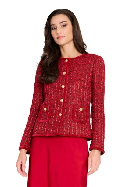 Tahari Asl Bouclé Jacket In Red