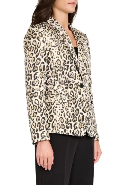 Tahari Asl Leopard Print Metallic Blazer In Animal Print