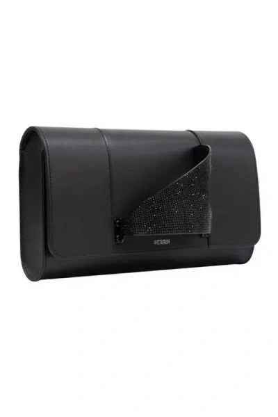 Perrin Paris L'eiffel Swarovski Strass Clutch In Black