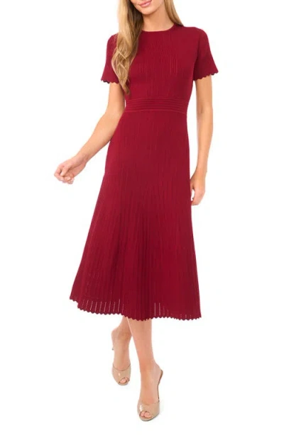 Ted Baker Pointelle Short Sleeve Midi Dress In Red