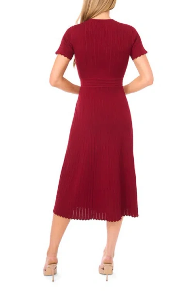 Ted Baker Pointelle Short Sleeve Midi Dress In Red
