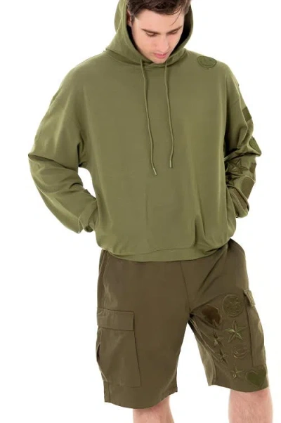 Dai Moda Menswear Patches Cargo Shorts In Green