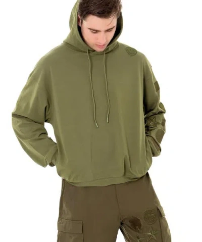 Dai Moda Menswear Patches Hoodie In Green