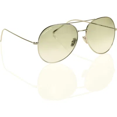 Carmen Sol Silver Aviator Sunglasses In Gradient Green