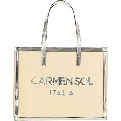 Carmen Sol Roma Tote Bag In Silver