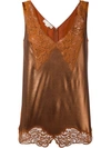 Stella Mccartney Metallic Lace And Georgette Camisole In Yellow