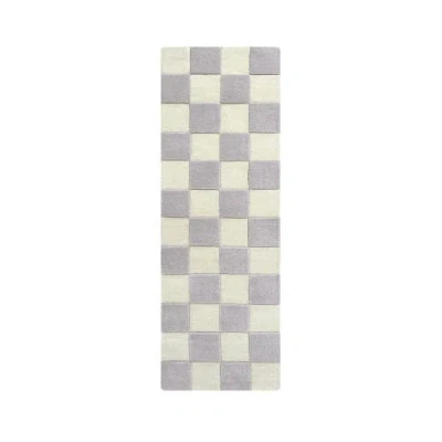 Maison Deux Checkerboard Wool Rug In Gray