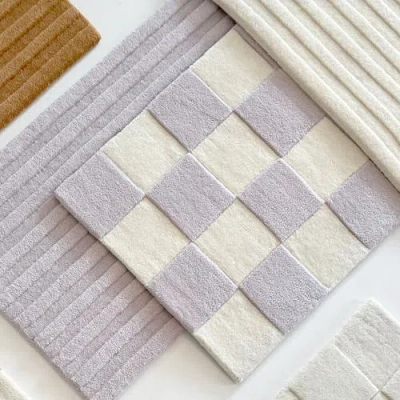 Maison Deux Checkerboard Wool Rug In Gray
