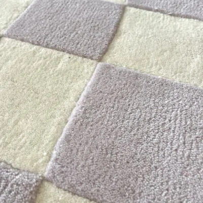 Maison Deux Checkerboard Wool Rug In Gray