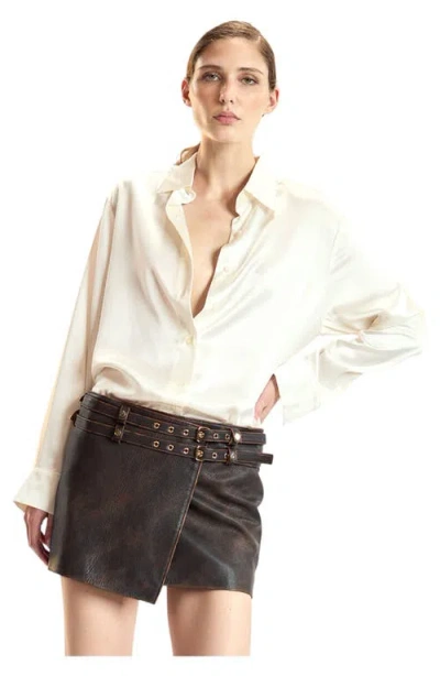 Cynthia Rowley Silk Button Up Shirt In White