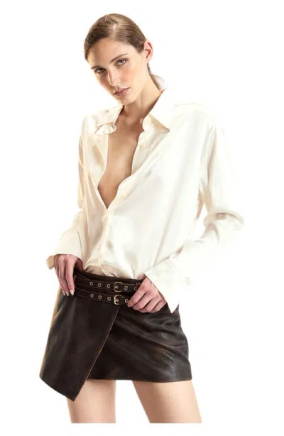 Cynthia Rowley Silk Button Up Shirt In White