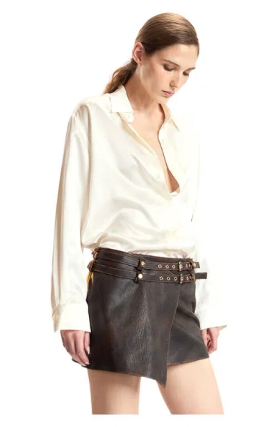 Cynthia Rowley Silk Button Up Shirt In White