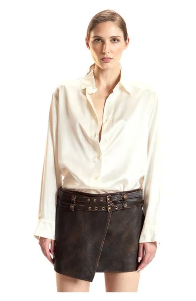 Cynthia Rowley Silk Button Up Shirt In White