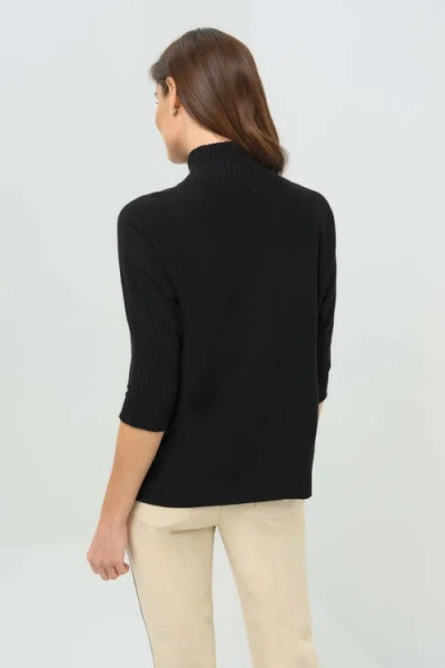 Anatomie Lucely 1/4 Zip Elbowsleeve Mock Neck Sweater In Black