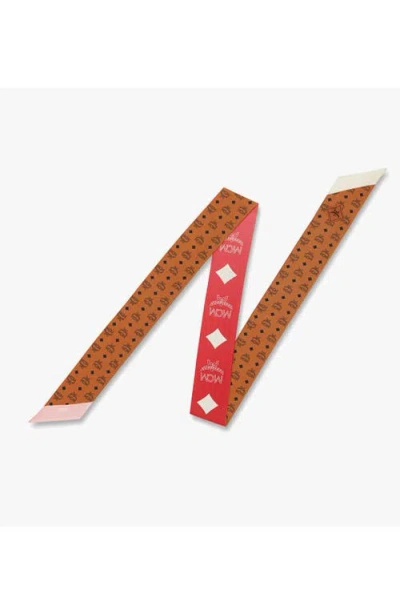 Mcm Reversible Monogram Print Petite Scarf In Red