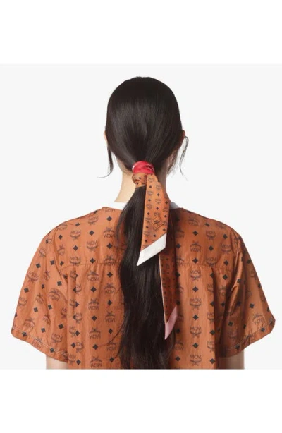 Mcm Reversible Monogram Print Petite Scarf In Red