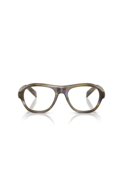 Prada 55mm Rectangle Optical Glasses In Black