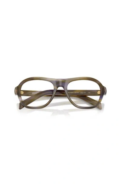 Prada 55mm Rectangle Optical Glasses In Black