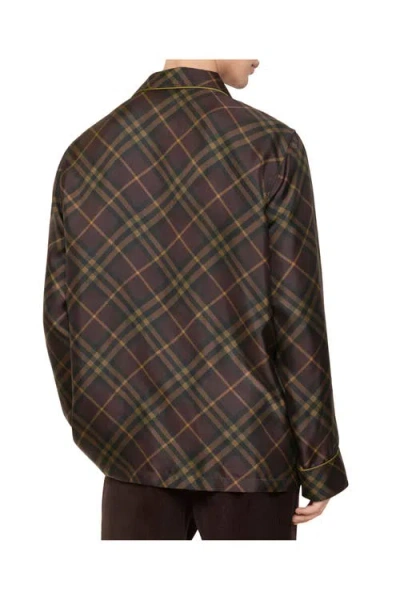 Burberry Check Silk Pyjama Shirt In Brown