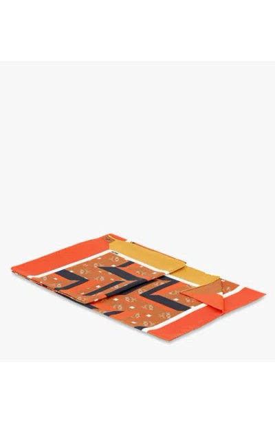 Mcm Mega Herringbone Print Scarf In Organic Silk In Orange