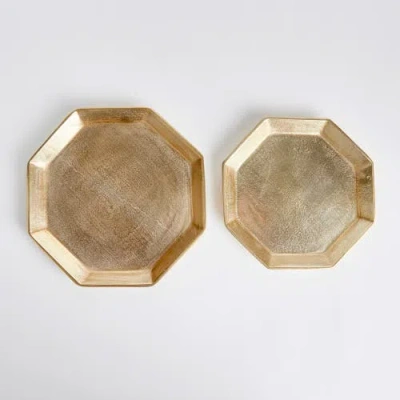 Napa Home & Garden Set Of 2 Dezi Octagonal Serving Trays In Gold