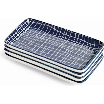 Napa Home & Garden Stria 7" Trays, Set Of 4 In Blue