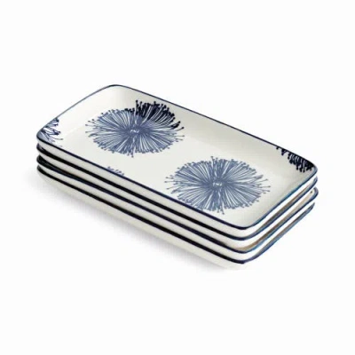 Napa Home & Garden Stria Starburst 8" Trays, Set Of 4 In White