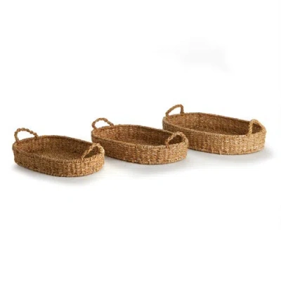 Napa Home & Garden Seagrass Oval Trays, Set Of 3 In Brown