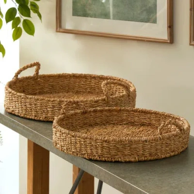 Napa Home & Garden Seagrass Round Trays, Set Of 2 In Brown